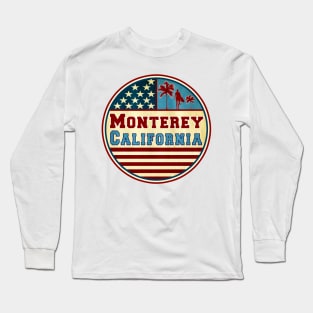 Monterey California Ocean Surf Palms Surfer Surfing Long Sleeve T-Shirt